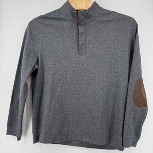 Jos. A Bank Quarter Zip Pullover Mens XL Grey Elbow Patches Textured Knit